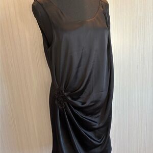 H&M Black Asymmetrical One Shoulder Ruched Mini‎ Cocktail Dress Size 8